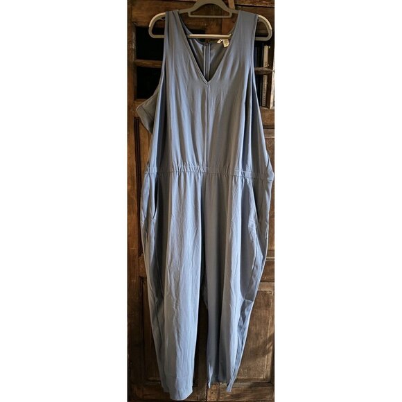 Athleta 26 (PLUS 4X) Brooklyn Jumpsuit, Blue Pants City Romper Travel Work‎ NWT - Picture 3 of 3